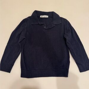 Zara Boys Navy Knit Polo Sweater size 6-7